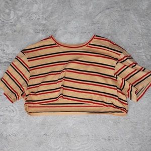 MotelRocks Striped Yellow, Black, and Red Crop Top